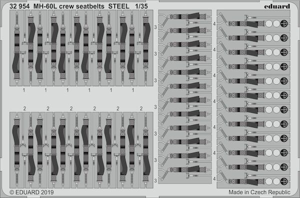 Detailset Sikorsky MH60L Black Hawk Crew Seatbelts (Kitty hawk) E32-954