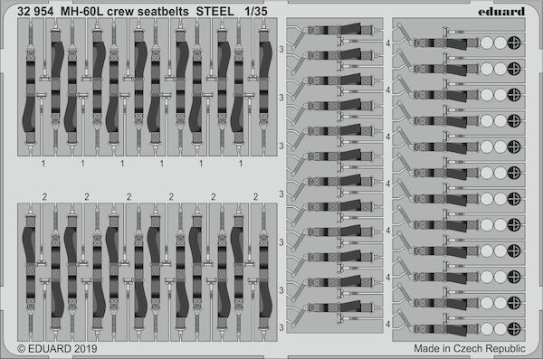 Detailset  Sikorsky MH60L Black Hawk Crew Seatbelts (Kitty hawk)  E32-954