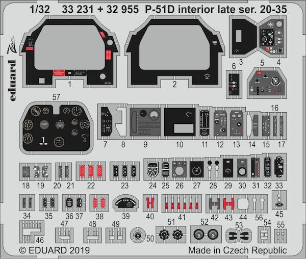 Detailset P51D Mustang Interior late srs 20-35 (Tamiya)  E32-955