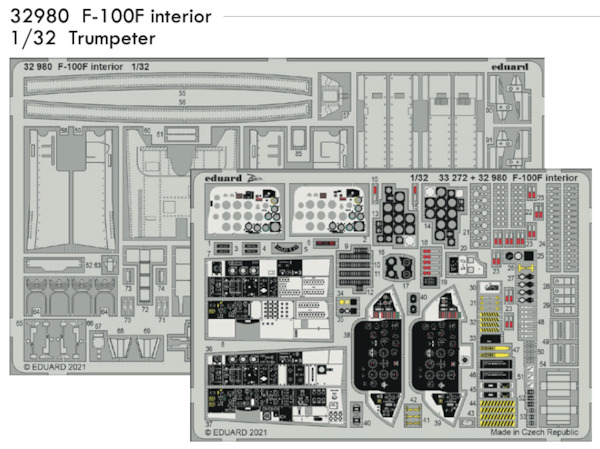 Detailset North American F100F Super Sabre Interior (Trumpeter)  E32-980