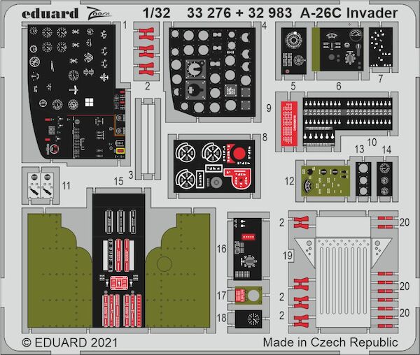 Detail set Douglas A-26C Invader Cockpit interior (Hobby Boss)  E32-983