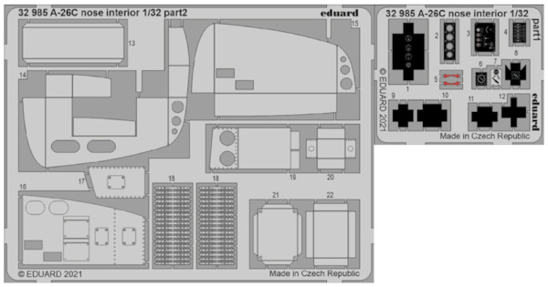 Detail set Douglas A-26C Invader Nose interior (Hobby Boss)  E32-985