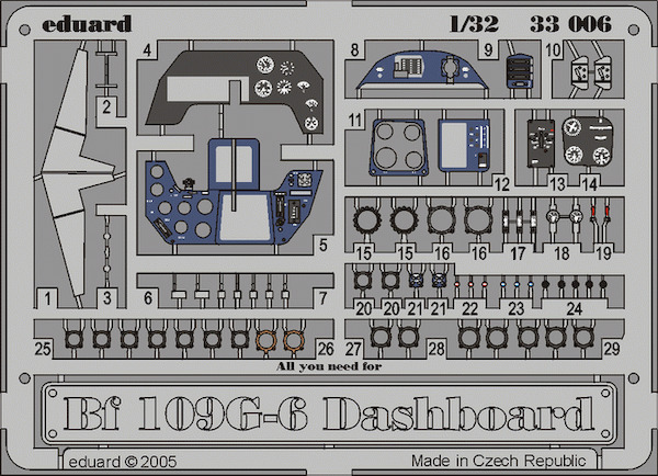 Detailset Dashboard BF109G-6 (Hasegawa)  E33-006