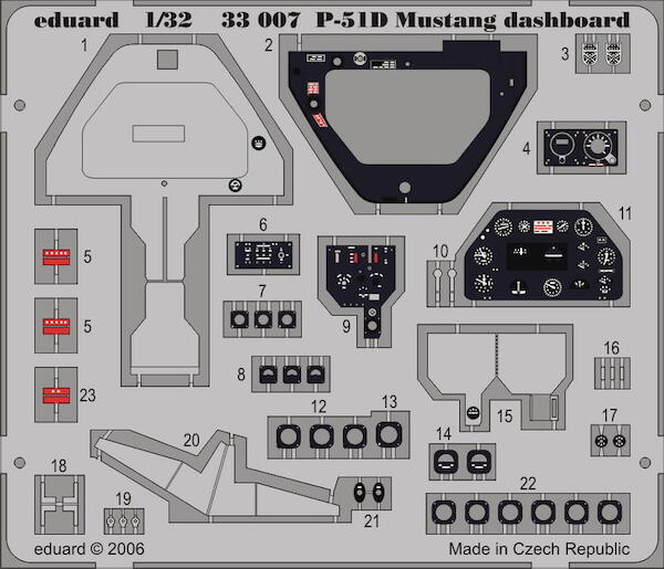 Detailset Dashboard P51D Mustang (Dragon)  E33-007