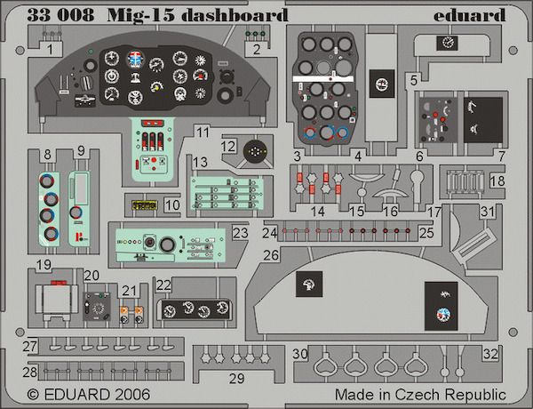 Detailset Dashboard MiG15 (Trumpeter)  E33-008