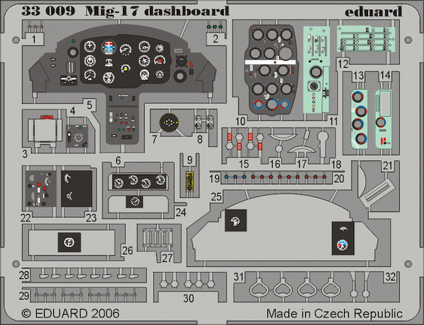 Detailset Dashboard MiG17 (Trumpeter)  E33-009