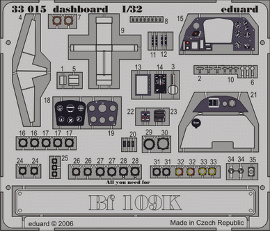 Detailset Dashboard Messerschmitt BF109K (Hasegawa)  E33-015