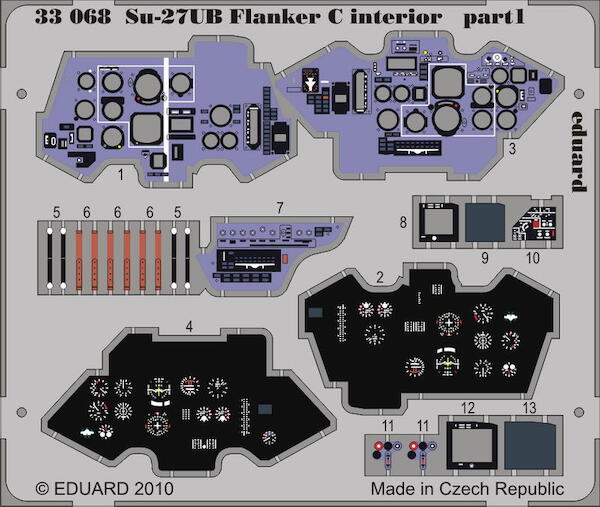 Self Adhesive Detailset Sukhoi Su-27UB Flanker C interior (Trumpeter)  E33-068