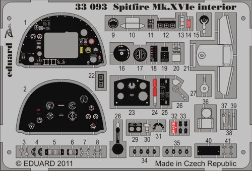 Detailset Spitfire MKXVIe Interior Self adhesive (Tamiya) E33-093