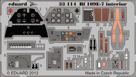 Detailset Messerschmitt BF109E-7 Interior Self Adhesive (Trumpeter)  E33-114