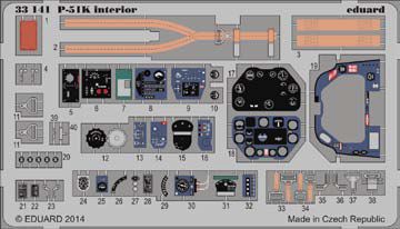 Detailset P51K Mustang Interior Self adhesive (Tamiya) E33-141