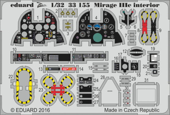 Detailset Mirage IIIC Interior (Italeri)  E33-155