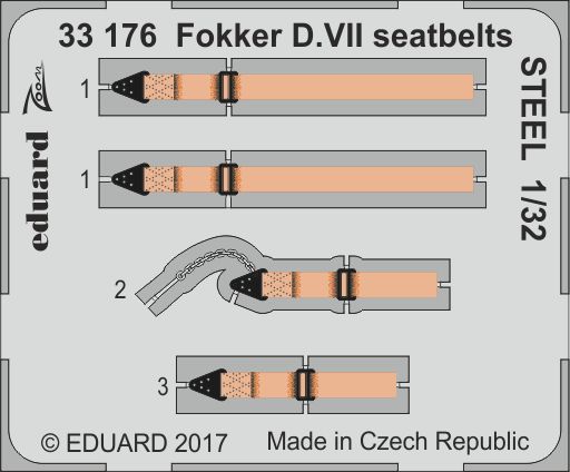 Detailset Fokker DVII Seatbelts (Wingnut Wings)  E33-176