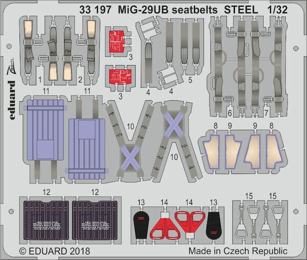 Detailset Mikoyan MiG29UB Seatbelts - steel- (Trumpeter) E33-197