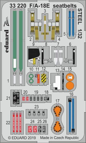 Detailset F/A18E Super Hornet Seatbelts - Steel-  (Revell)  E33-220