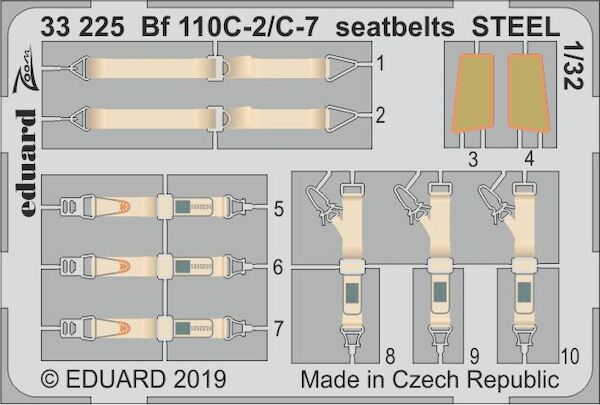 Detailset Messerschmitt BF110C-2/C-7 Seatbelts (Revell)  E33-225