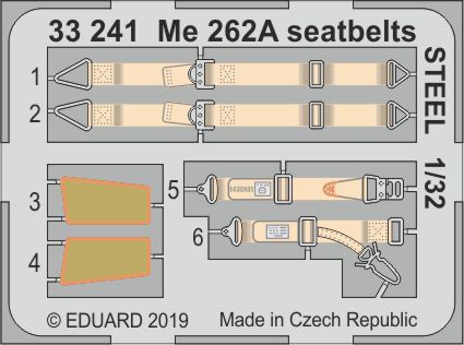 Detailset Messerschmitt Me262A Seatbelts (Revell)  E33-241