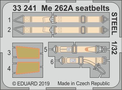 Detailset Messerschmitt Me262A Seatbelts (Revell) E33-241