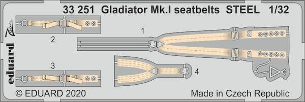 Detailset Gloster Gladiator MKI Seatbelts (Roden) E33-251