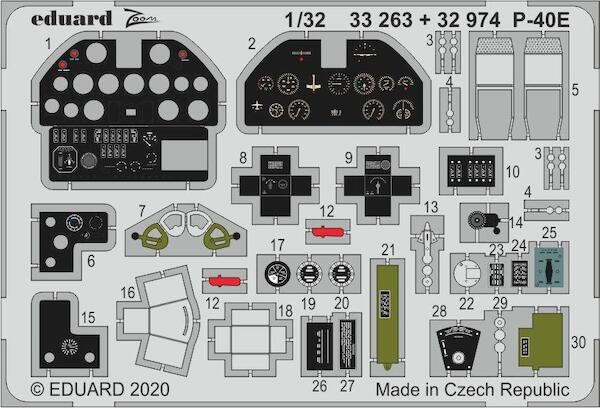 Detailset Curtiss P40E Warhawk Interior (Trumpeter) E33-263
