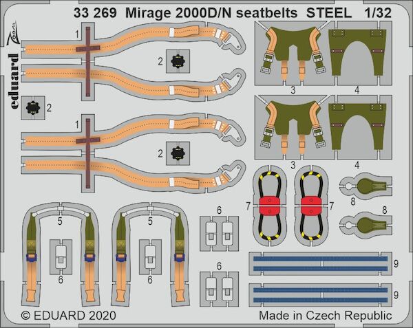 Detailset Mirage 2000N Seat Belts (Kitty Hawk) E33-269