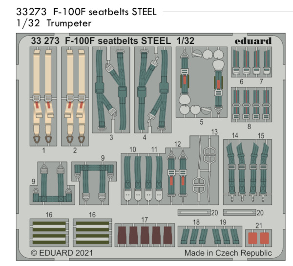 Detailset North American F100F Super Sabre Seatbelts (Trumpeter) E33-273