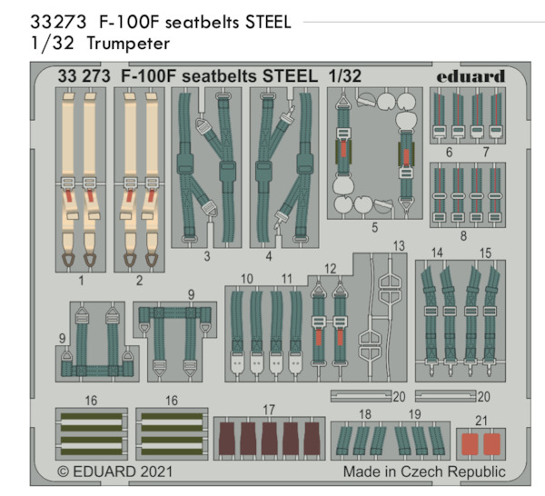 Detailset North American F100F Super Sabre Seatbelts (Trumpeter)  E33-273