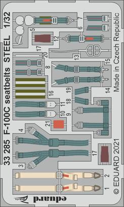 Detailset North American F100C Super Sabre Seatbelts - Steel- (Trumpeter) E33-285