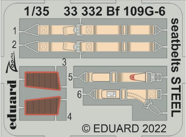 Detailset Messerschmitt BF109G-6 Seatbelts (Border Models) E33-332