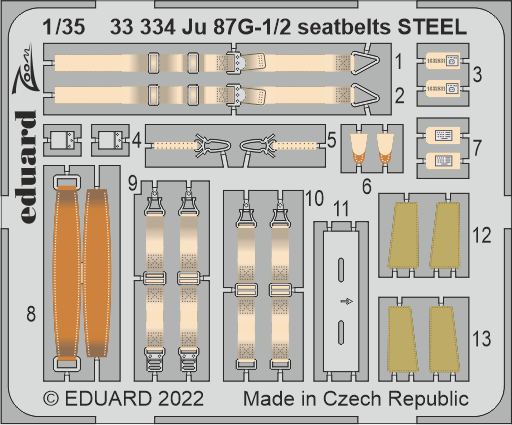 Detailset Junkers Ju87G-1/2 Seatbelts Border Models) E33-334