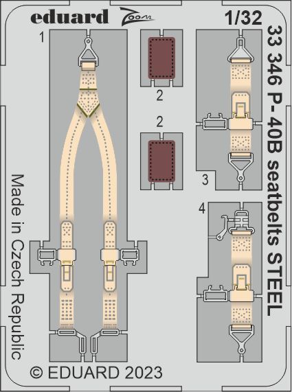 Detailset Curtiss P40B Seatbelts (Great Wall Hobby)  E33-346