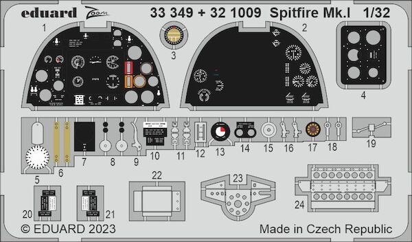 Detailset Spitfire MKI Interior Flaps (Kotare) E33-349