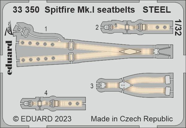 Detailset Spitfire MKI Seatbelts (Kotare) E33-350