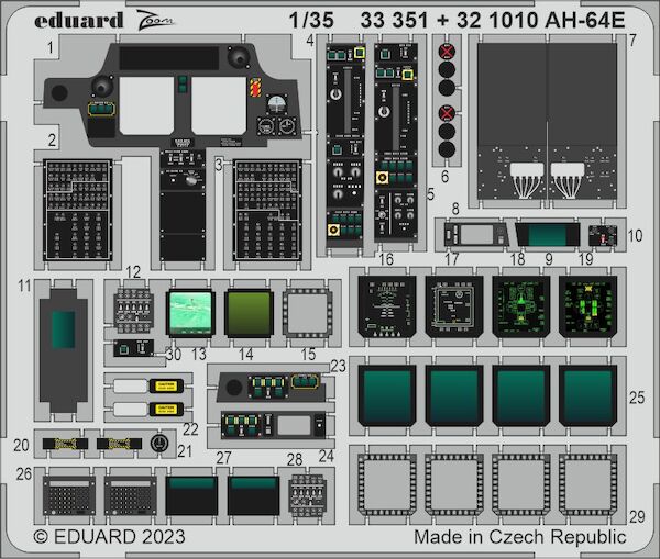 Detailset AH64E Apache Interior (TAKOM) E33-351