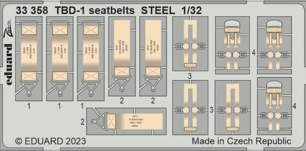 Detailset TBD-1 Devastator Seatbelts - steel- (Trumpeter) E33-358