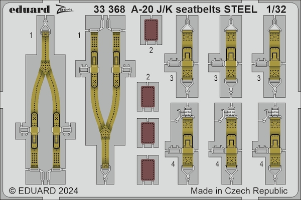 Detailset Douglas A20J/K Havoc Seatbelts (Hong Kong Models)  E33-368
