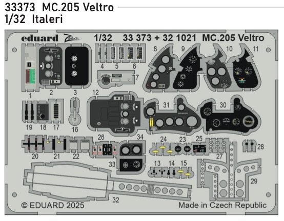 Detailset Macchi MC205 Veltro Interior (Italeri) E33-373