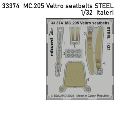 Detailset Macchi MC205 Veltro Seatbelts (Italeri) E33-374