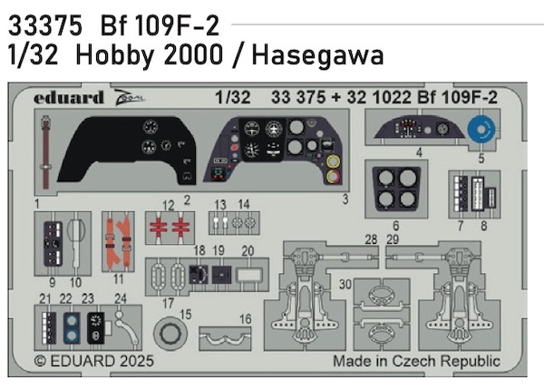 Detailset Messerschmitt Bf109F-2 Interior (Hobby 2000, Hasegawa) E33-375