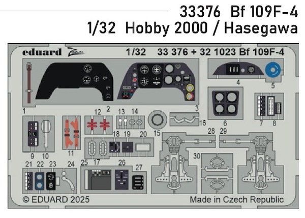 Detailset Messerschmitt Bf109F-4 Interior (Hobby 2000, Hasegawa) E33-376
