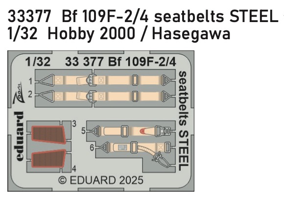 Detailset Messerschmitt Bf109F-2/ Seatbelts (Hobby 2000, Hasegawa)  E33-377