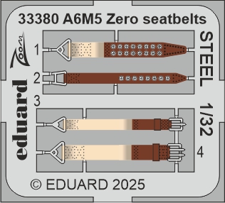 Detailset Mitsubishi A6M5 Zero Seatbelts (Tamiya) E33-380