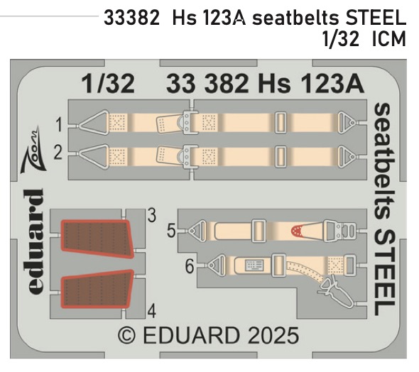 Detailset Henschel HS123A  Seatbelts (ICM)  E33-382