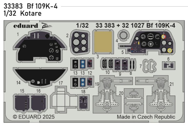 Detailset Messerschmitt Bf109K-4 Interior (Kotare)  E33-383