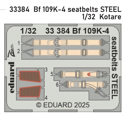 Detailset Messerschmiutt Bf109K-4  Seatbelts (Kotare)  E33-384