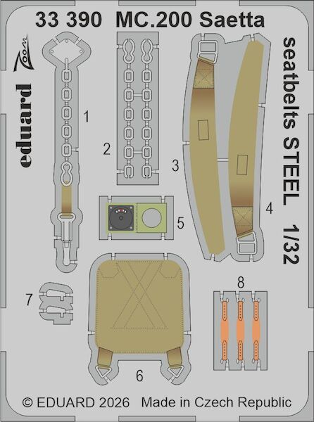 Detailset  Macchi MC200 Saeta Seatbelts (Italeri)  E33-390