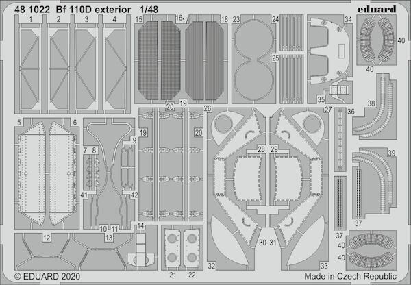 Detailset Messerschmitt BF110D exterior (Dragon) E48-1022