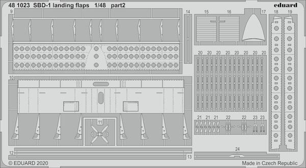 Detailset SBD-1 Dauntless Landing Flaps (Academy/Accurate Miniatures)  E48-1023