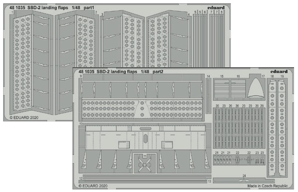 Detailset Douglas SBD-2 Dauntless Landing flaps (Accurate, Academy)  E48-1035