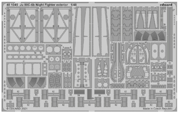 Detailset Junkers Ju88C-6b Nightfighter exterior (ICM) E48-1045